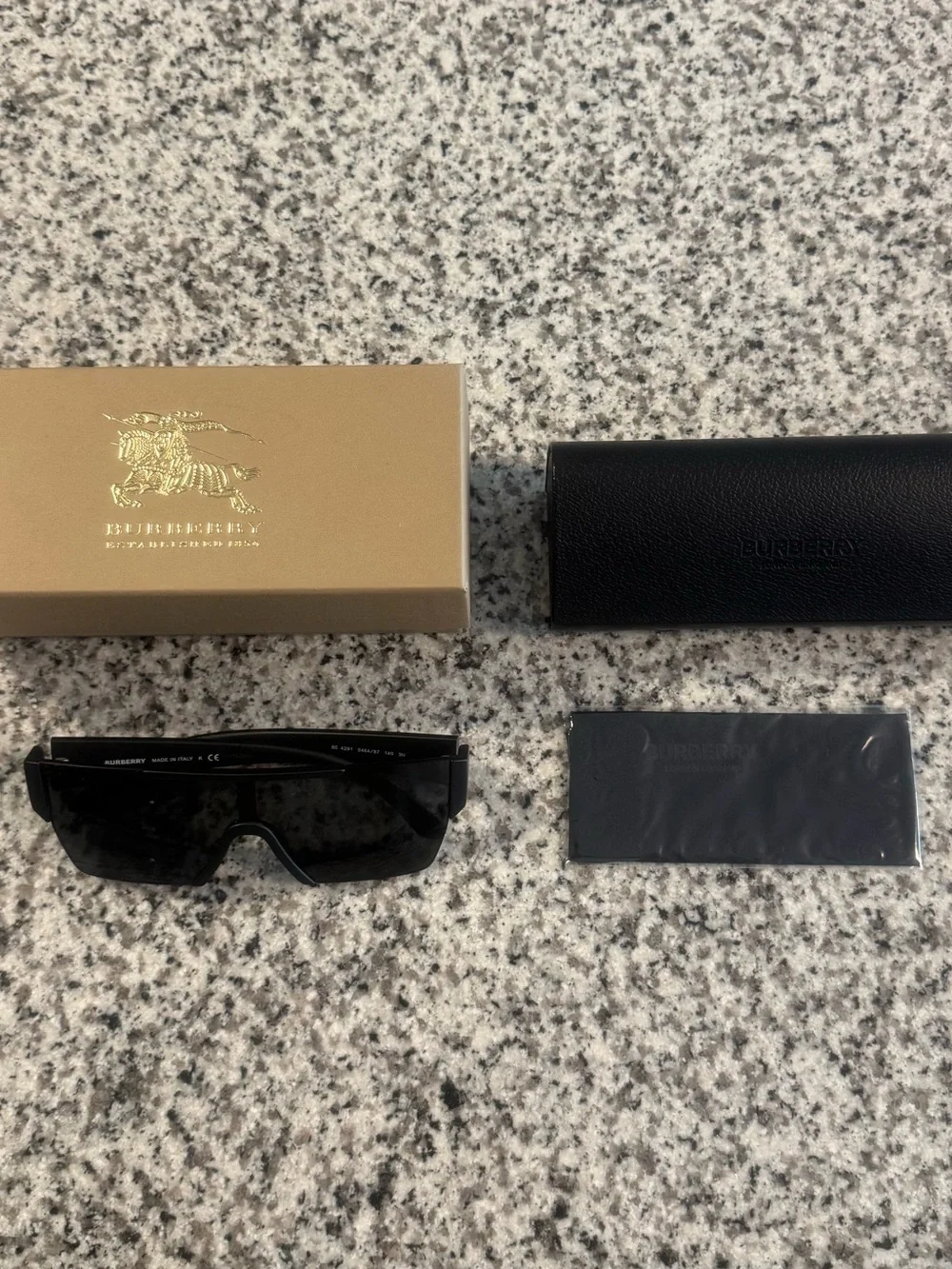 Burberry Black Shield Sunglasses with Dark Smoke Lens BE4291